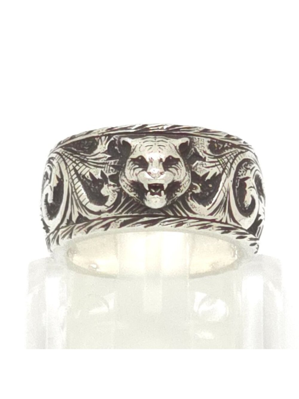Gucci Cat Head Ring Interlocking G Arabesque Sterling Silver
